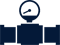Satellite icon with circular antenna and wings.