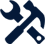 Wrench and hammer crossed icon on black.